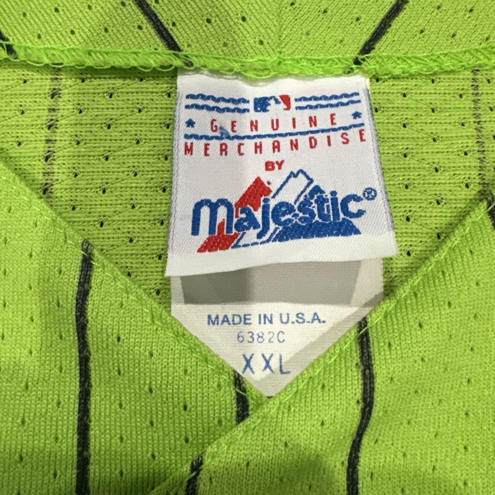Vintage Seattle Mariners Stitched MLB Majestic Lime Green Pinstripe Jersey 2XL - Picture 4 of 5